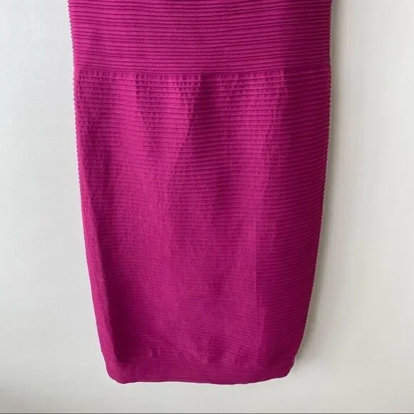 Bebe-Ribbed Deep Raspberry Party Mini Bodycon Dress (Medium/Large) - Picture 6 of 10